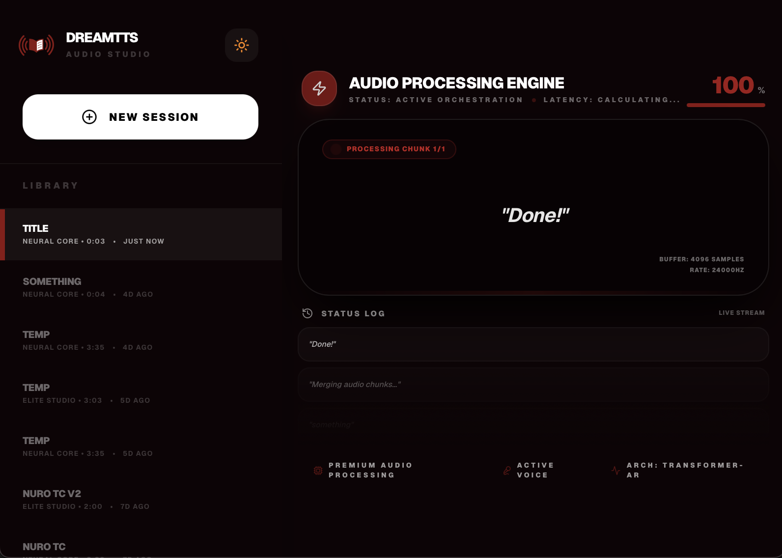 DreamTTS Pipeline Settings